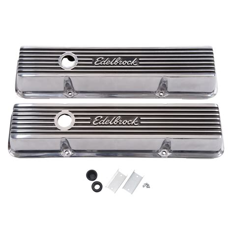 Sbc Valve Rocker Covers Pcv Breather Hole Polished Finned Aluminum 327 350 400 Small Block Chevy