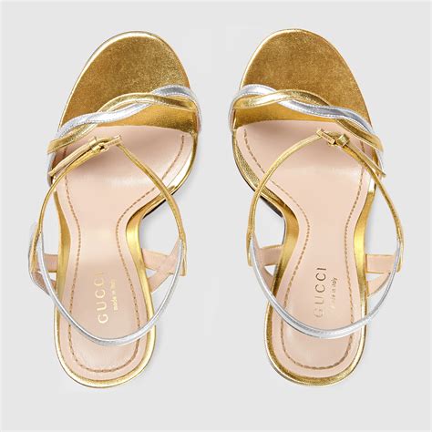 Gucci Women Metallic Leather Sandal 408289b8b208082