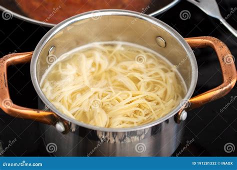 Boiling Spaghetti In Cooking Pot Stock Photo Image Of Domestic