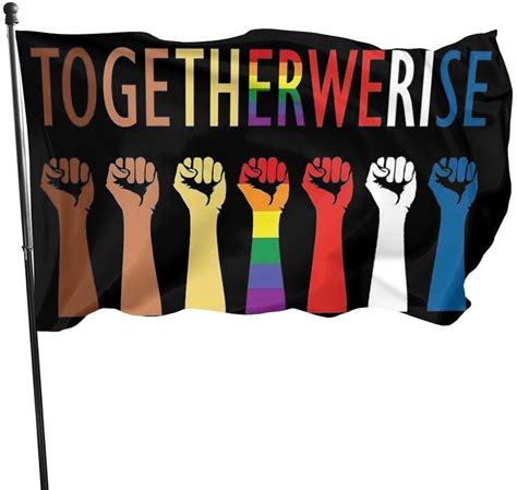 We Rise Together Equality Social Justice Flag Against Racial Discrimination Outdoor Banner Brass ...