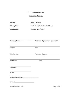 Fillable Online Request For Proposals Revelstoke Fax Email Print