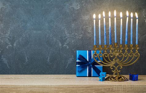 Hanukkah Celebration With Menorah Stock Photo - Download Image Now - iStock