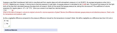 Solved Suppose A Gas Filled Incandescent Light Bulb Is Chegg