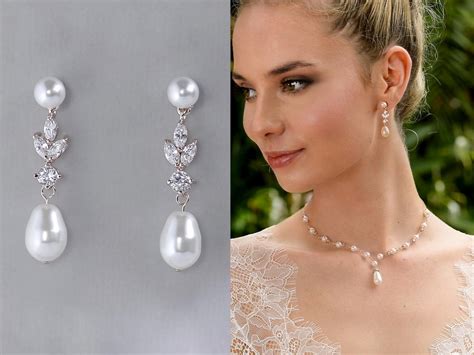 Crystal Pearl Drop Bridal Earrings Pearl And Crystal Bridesmaids Earrings Swarovski Pearl