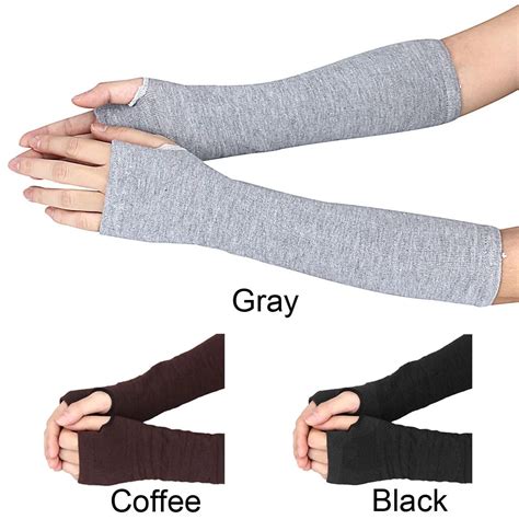 Women Fingerless Long Gloves With Wrist Arm Hand Warmer Mitten Knitted