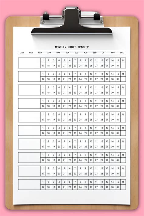 30 Day Habit Tracker Printable Example Monthly Mom Envy