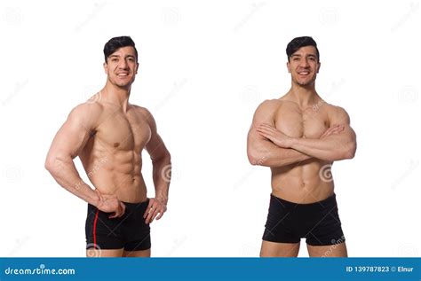 The Muscular Man Isolated On The White Background Stock Image Image