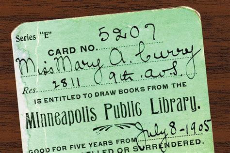 A library card from the Minneapolis Public Library (1905).Photo ...