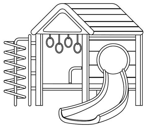 Esquema Del Doodle Del Patio De Recreo Para Colorear Vector Premium