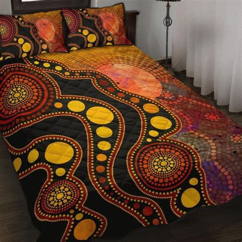 Aio Pride Aboriginal Quilt Bed Set Australia Indigenous Flag Circle