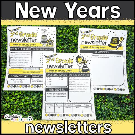 New Years Newsletter Templates Confetti And Creativity