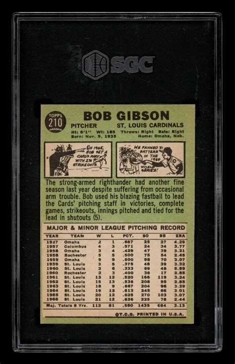 Topps Set Break Bob Gibson Sgc Nm Ebay