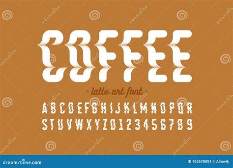 Latte Art Style Font Design Milk Coffee Foam Art Stock Vector