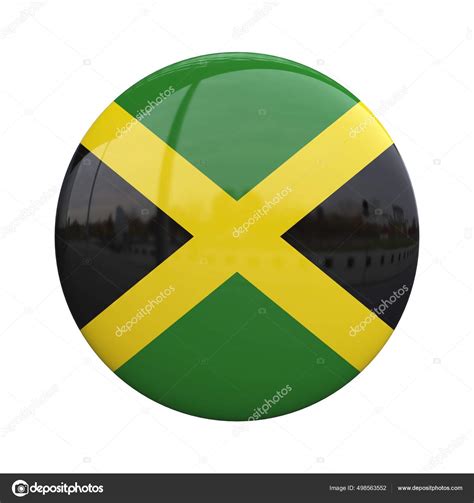 Jamaica National Flag Badge Nationality Pin Rendering — Stock Photo ...