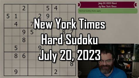 Nyt Hard Sudoku Walkthrough July Youtube