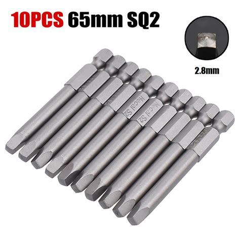 10pcs SQ1 SQ5 Square Head Screwdriver Bits Set Hex Shank Magnetic