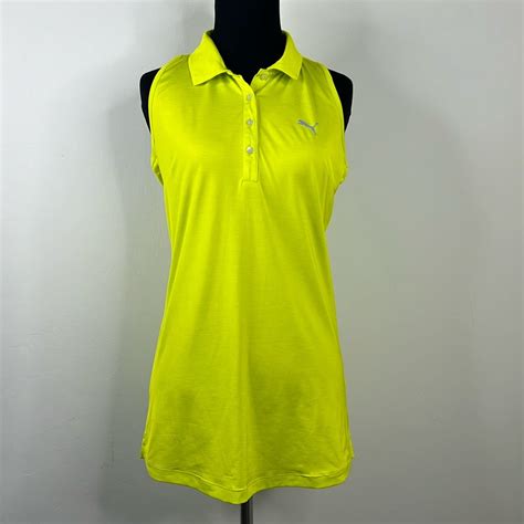 Puma Golf Neon Yellow Sleeveless Performance Golf Pol Gem