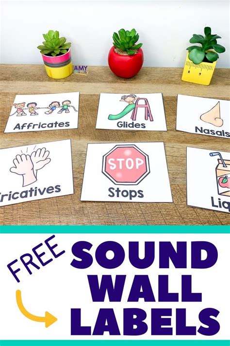 Six Sound Wall Label Cards With Illustrations Sound Free You Sound