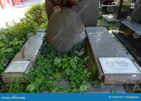 The Grave Of The Soviet Poet Alexander Tvardovsky At The Novodevichy