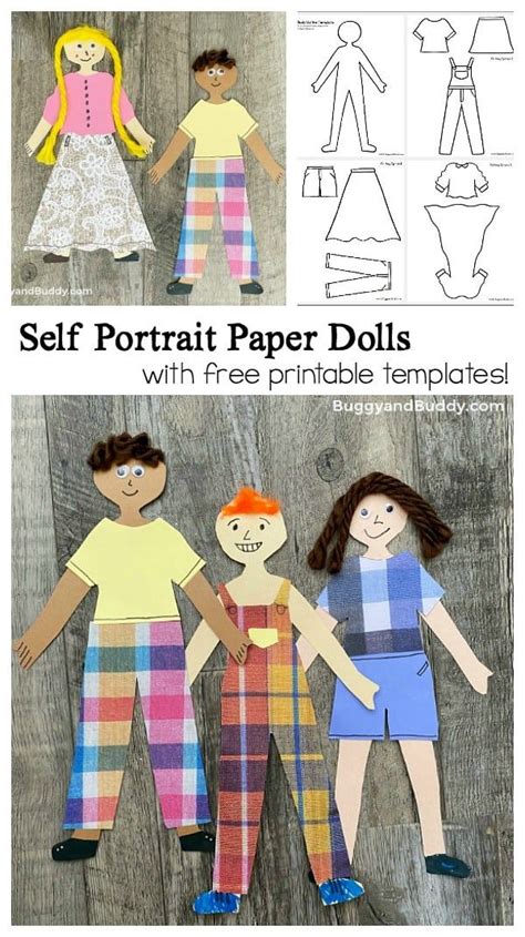 Self Portrait Paper Doll Craft with Printable Templates - Buggy and ...