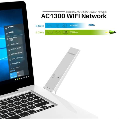 Dual Band 802.11ac 1300mbps Usb Wireless Wifi Adapter Wireless Network Card 2.4/5ghz High Speed ...