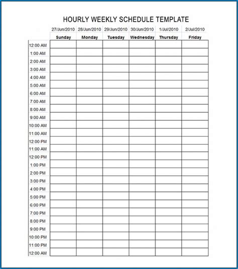 √ Free Editable Schedule Template Hourly