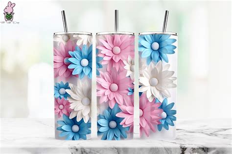 3d Daisies Flowers Tumbler Warp 18 Graphic By Turtle Rabbit · Creative