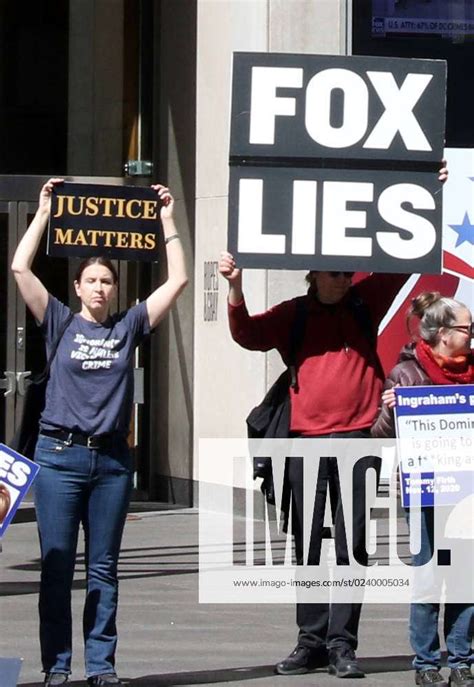 New York Ny March 21 Anti Fox News Protestors Seen Outside Fox Plaza