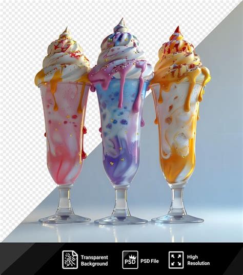 Impresionante Maqueta De Un Conjunto De Helados En Un Vidrio Alto Png