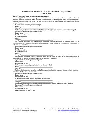 Fillable Online Legislature Mi Act 57 Of 1969 565 267 Statutory Short