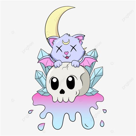 Cute Creepy Pastel Goth Kawaii Cat Horror Purple Adorable Png And