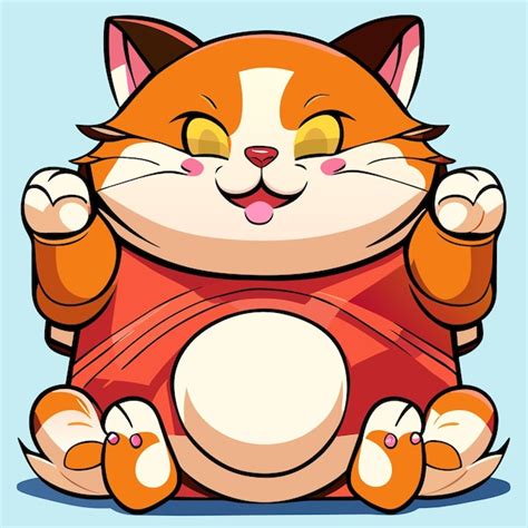 Premium Vector Fat Japanese Cat Maneki Neko Hand Drawn Cartoon