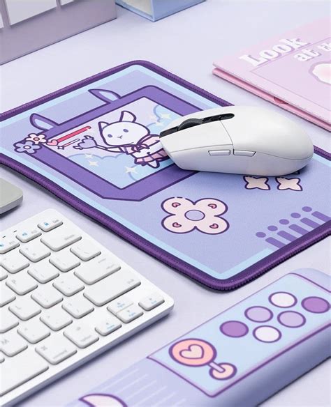 Purple Kawaii Mouse Pad Cute Desk Gaming Mat Soft Large Etsy