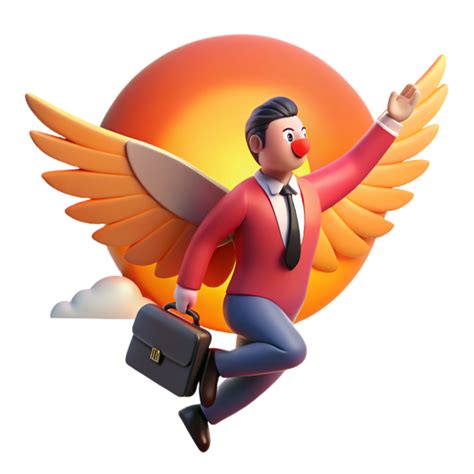 Businessman Soaring with Wings Achieving Success 56548091 PNG