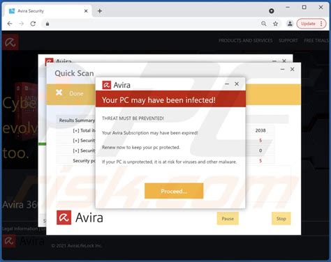 Avira Your Pc May Have Been Infected Pop Up Scam Removal And