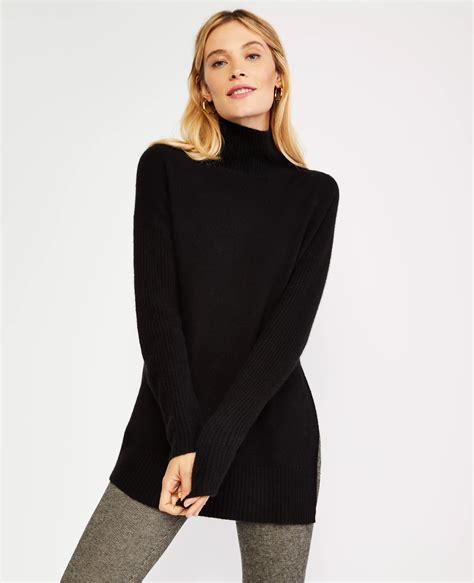 Cashmere Turtleneck Tunic Sweater