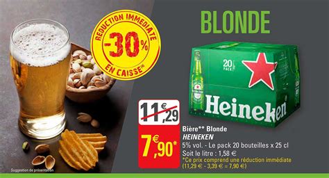 Promo Bière Blonde Heineken 30 Réduction Immédiate chez G20