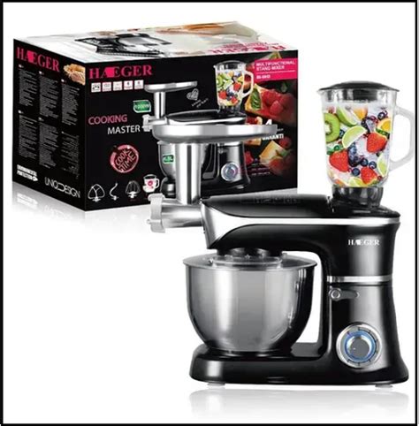 Кухонный комбайн с мясорубкой Haeger HG6613 металлический 3 в 1 Мощный ...