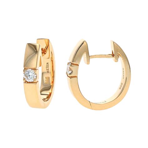 14K Yellow Gold Flush Diamond Hoop Earrings Josephs Jewelers