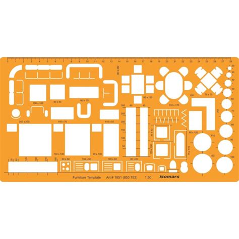 Isomars 1100 Scale Architectural Drawing Template Stencil Furniture