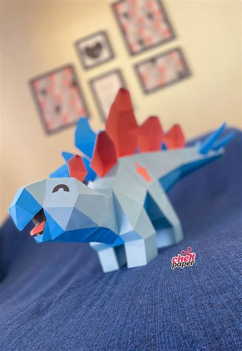 Stegosaurus Dinosaur Papercraft Lizard Bird Jurassic Baby Horns