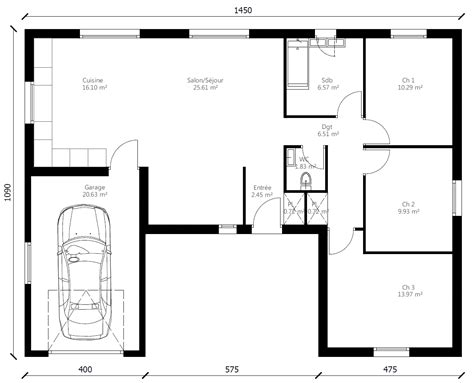 Plan et modele maison Plan maison en U Cléopâtre Veetruv