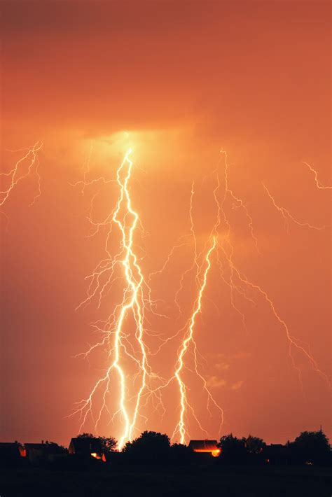 Orange Lightning Storm