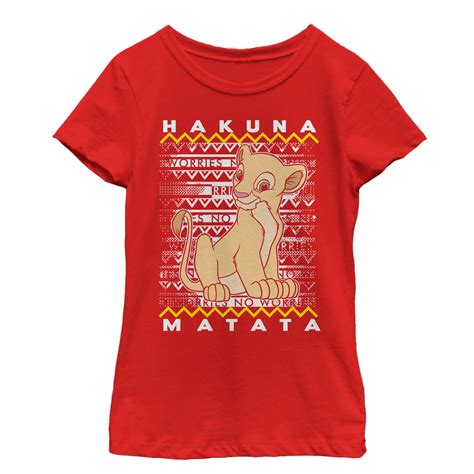 Girls Lion King Nala Diagonal Stripe Graphic Tee Red Medium