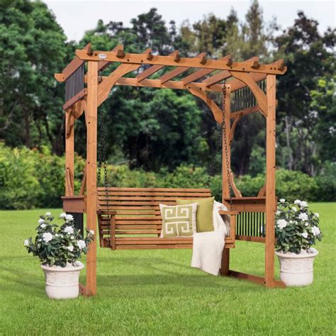 Backyard Discovery Deluxe 7 Ft W X 5 5 Ft D Solid Wood Pergola