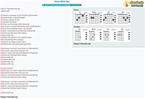 Chord Here With Me Tab Song Lyric Sheet Guitar Ukulele Chords Vip