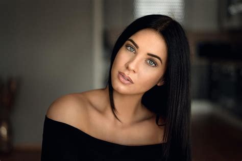 Black Hair Green Eyes Woman