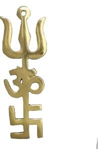 Divya Mantra Indian Traditional Trishul Om Swastika Pure Brass Yantra