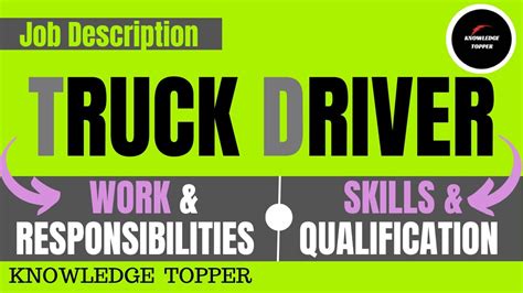 Truck Driver Job Description Truck Driver Duties Truck Driver