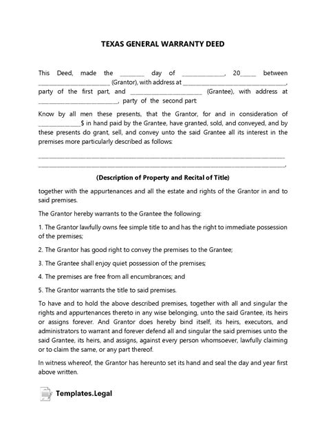 Texas Deed Forms And Templates Free Word Pdf Odt